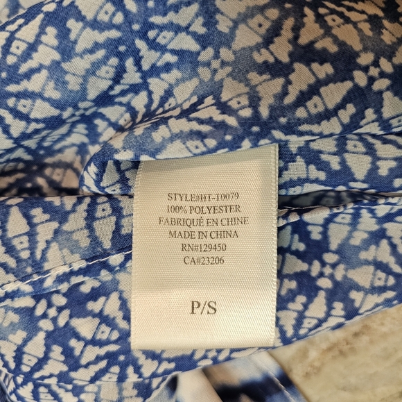 Hawaiian Tropic Tie-Dye Tunic Top Blue White Boho Beachwear P/S - Picture 7 of 9